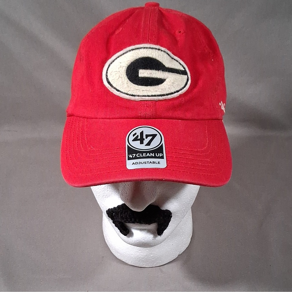 Georgia Bulldogs Hat Red Strapback 47 Brand Clean Up Embroidered Logo